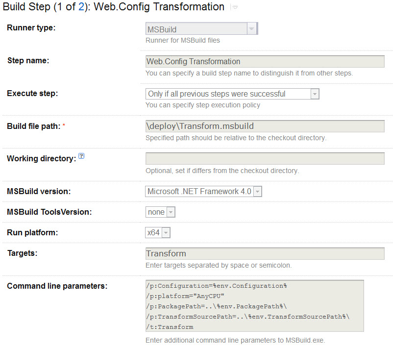 Config Transformations Step Config Transformations Step